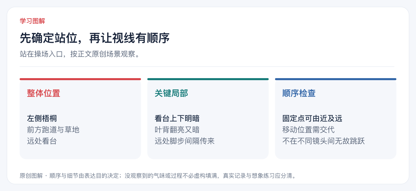 先确定站位,再让视线有顺序