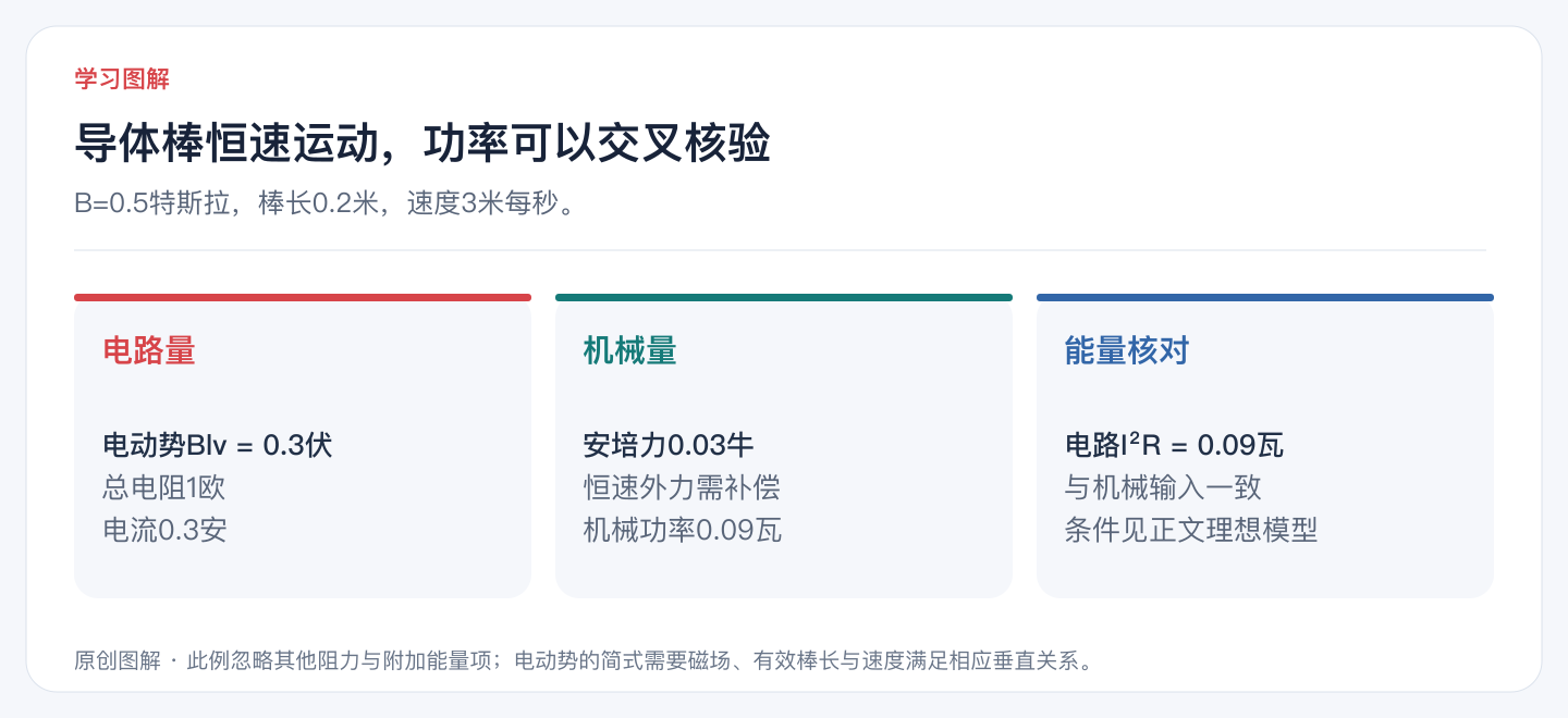 导体棒恒速运动,功率可以交叉核验